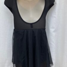 Black leotard with cap sleeves and chiffon skirt