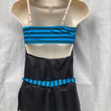 Black and turquoise striped crop top and biketard