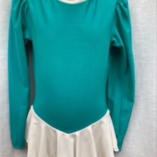 Green and ivory skirted leotard with padded shoulders
