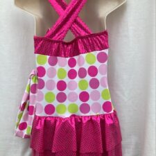 Pink, white and green spotty skirted leotard