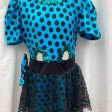 Turquoise and black spotty biketard with lace skirt