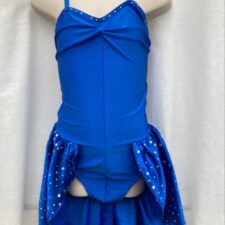 Royal blue leotard with peplum style sequin satin skirt