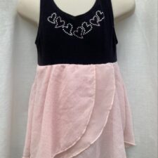 Black leotard with pink petal skirt