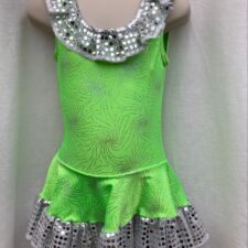 Neon green and silver skirted leotard
