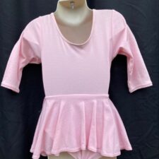 Pink skirted leotard with long sleeves
