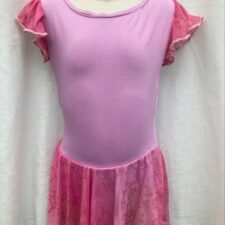 Pink cap sleeve leotard with ombre chiffon skirt