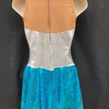 Metallic silver leotard with turquoise sequin skirt