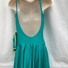 Green skirted leotard with metallic gold front panel
