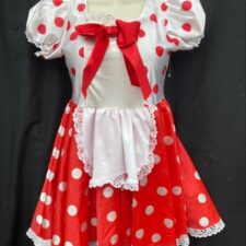 Red and white spotty skirted leotard with apron