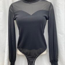 Black long sleeve mesh bodysuit