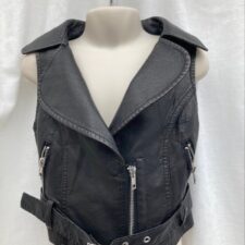 Leather look biker vest
