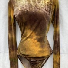 Brown and gold velvet tie dye thong leotard - Bespoke measurement costumes