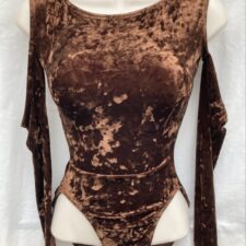 Brown velvet open shoulder leotard - Bespoke measurement costumes