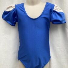 Royal Blue and white puff sleeve lycra leotard
