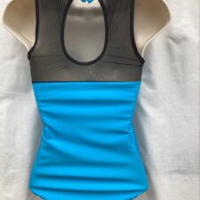 Turquoise and black mesh leotard with gloves - Bespoke measurement costumes