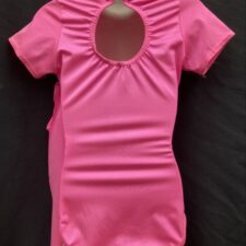 Neon pink short sleeve leotard with collar