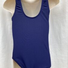 Navy lycra tank leotard with rouched front