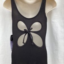 Black cotton tank leotard with butterfly design back