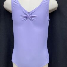 Lilac lycra leotard with rouched front