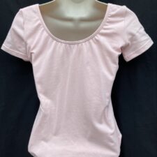 Pale pink cotton short sleeved leotard