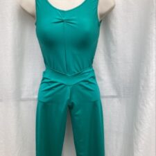 Green lycra leotard and short trousers