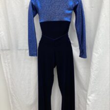 Blue sparkle and navy velvet boys leotard and trousers - Bespoke measurement costumes