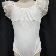 White leotard with ruffle sleeves