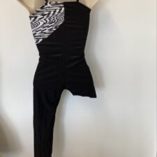 Black and white single leg catsuit