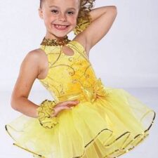 Yellow and gold skirted leotard