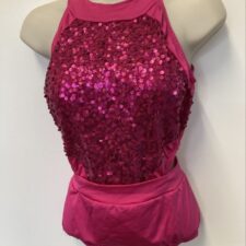 Hot pink sequin leotard with cutout sides