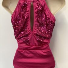 Hot pink sequin leotard with cutout sides