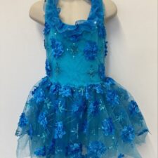 Turquoise skirted leotard embellished with flowers
