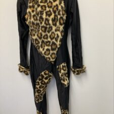 Black catsuit with animal print fur