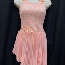 Peach floral and lace skirted leotard