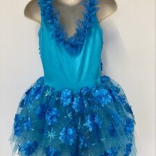 Turquoise skirted leotard embellished with flowers