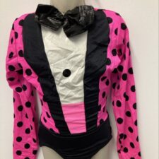 Neon pink and black spotty tuxedo style leotard