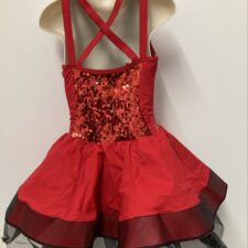 Red sequin and black skirted biketard