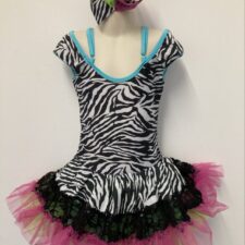 Zebra print biketard with net skirt