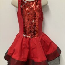 Red sequin and black skirted biketard