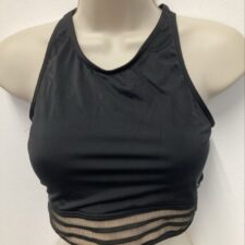 Black crop top with nude striped band