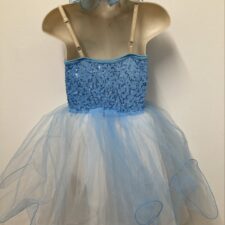 Pale blue and white tutu with silver trim
