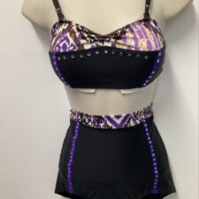 Black and purple crop top and shorts