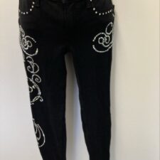 Black stretch jeans with silver sequin designs