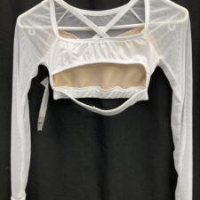White crop top with mesh sleeves