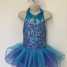 Turquoise and purple sequin skirted leotard