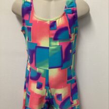 Neon square pattern biketard