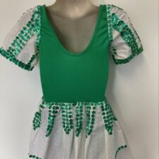 Green and white skirted leotard with sequins