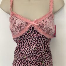 Pink leopard and lace camisole top