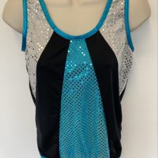 Black, turquoise and silver striped top