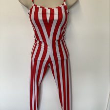 Red and white stripe catsuit